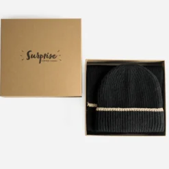 Set bonnet et écharpe TEXTO noirs tricot