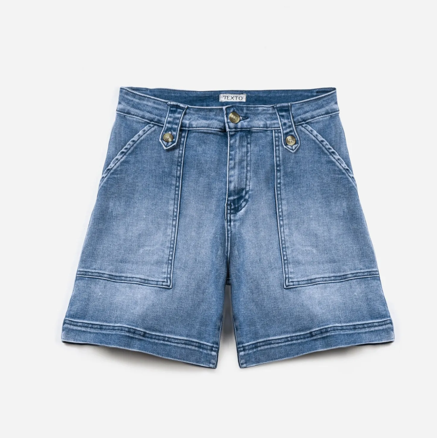 Short en jean bleu maxi poches