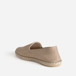 Slip-on beige textile motif chevrons