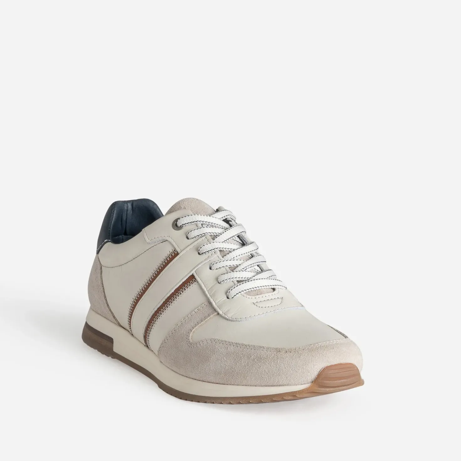 Tennis beige clair et marron bi-matière
