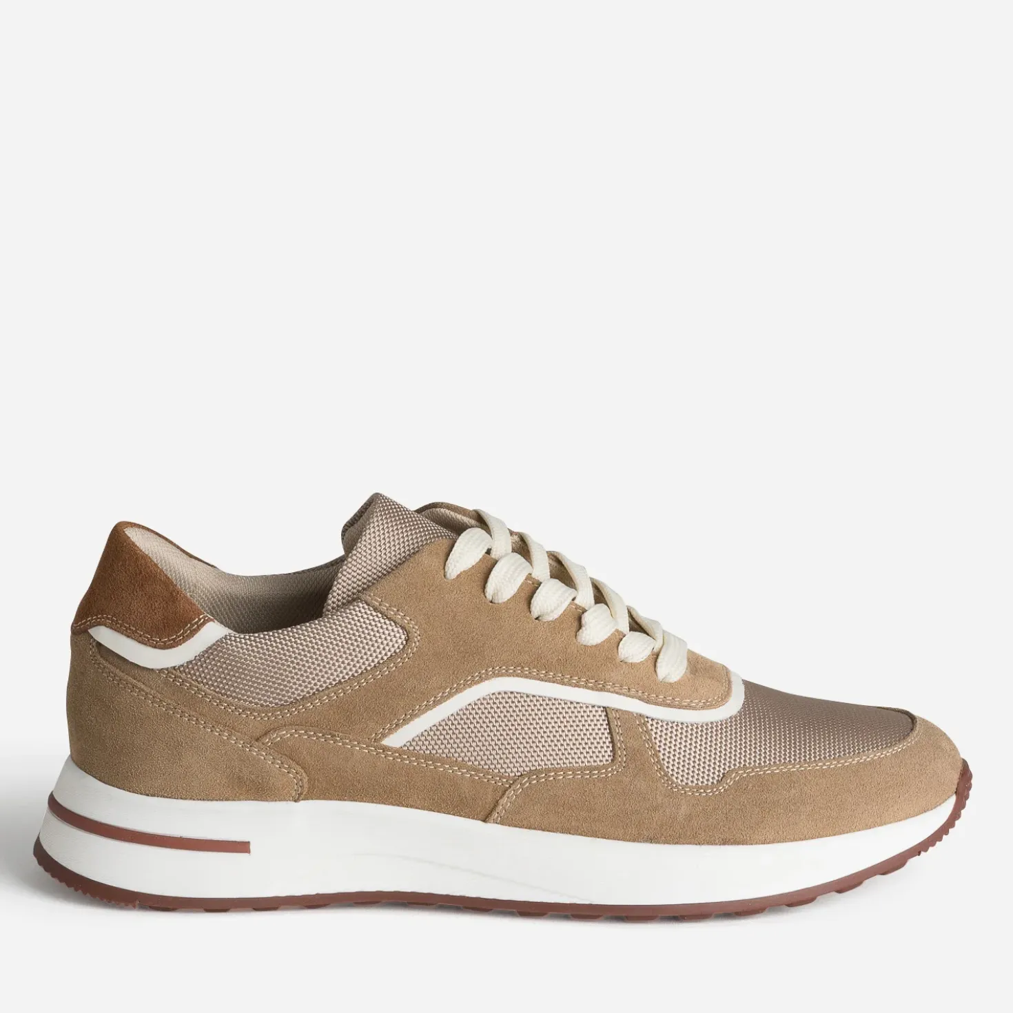 Tennis beige cuir bi-matière