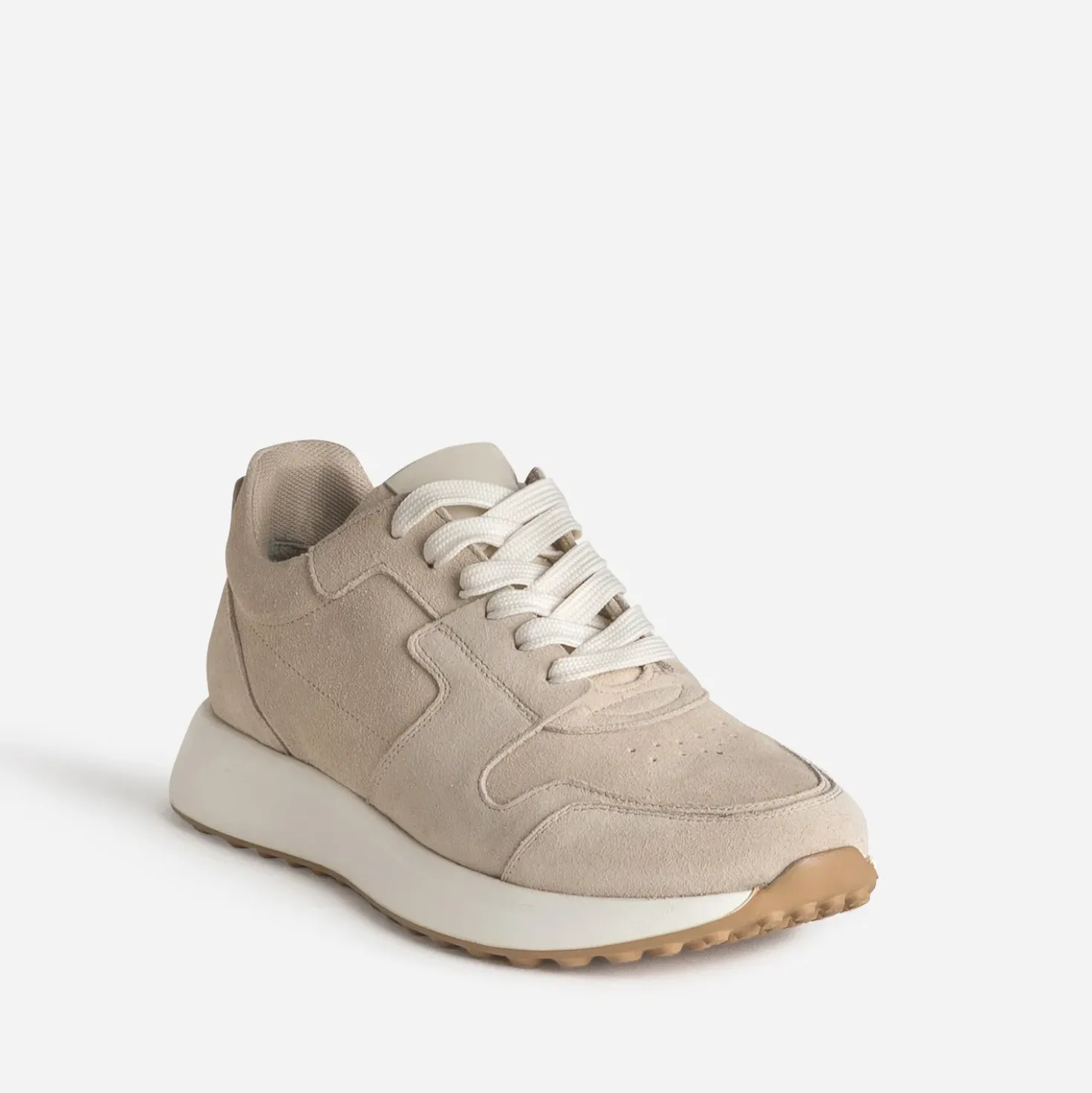 Tennis beige cuir velours