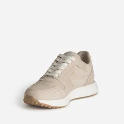 Tennis beige cuir velours