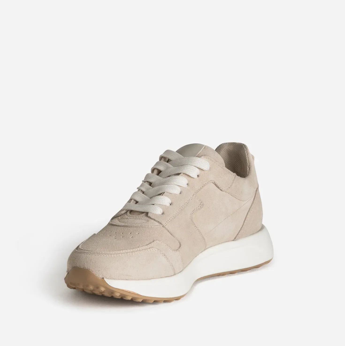 Tennis beige cuir velours