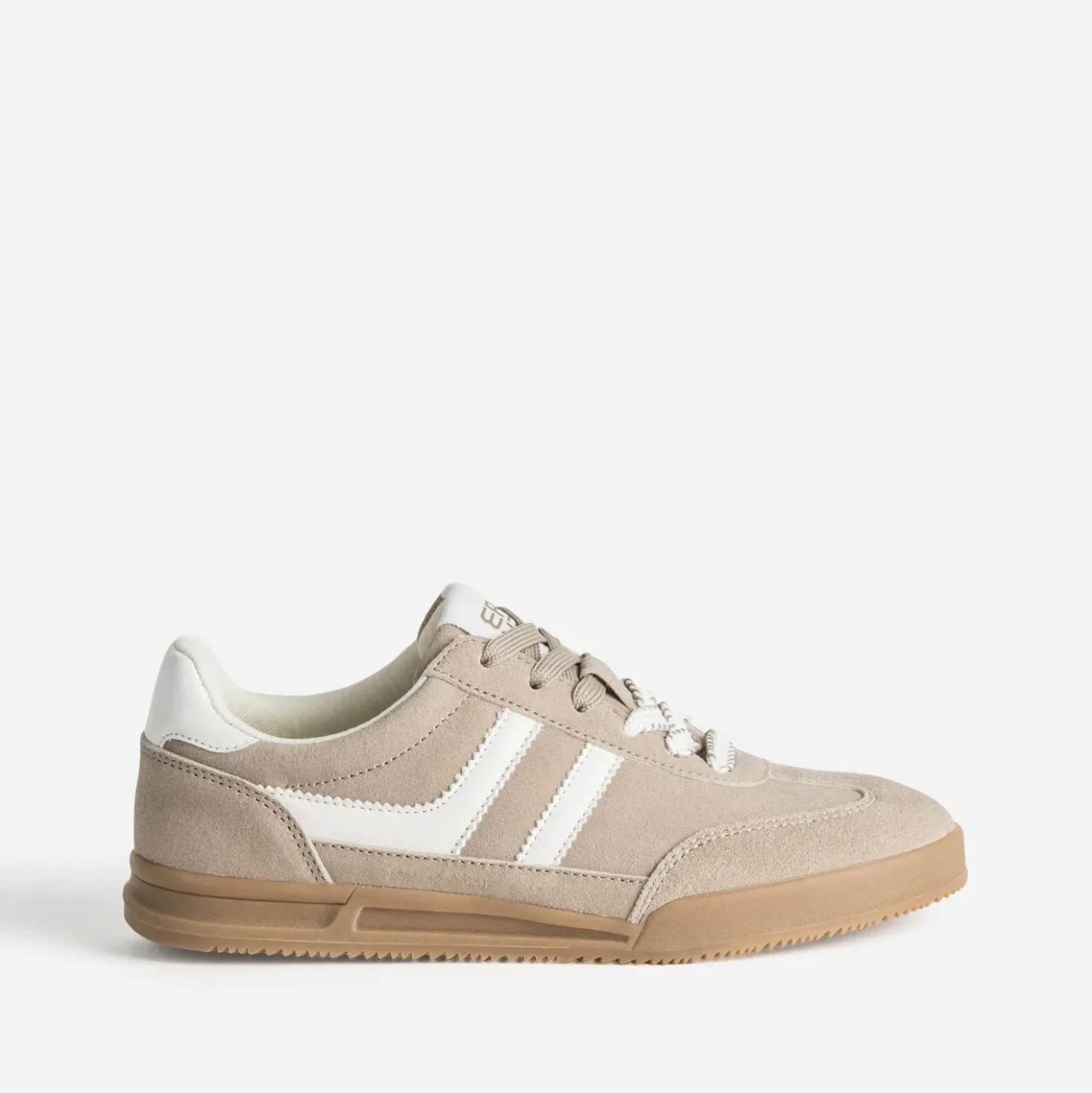 Tennis beige cuir velours double lacet