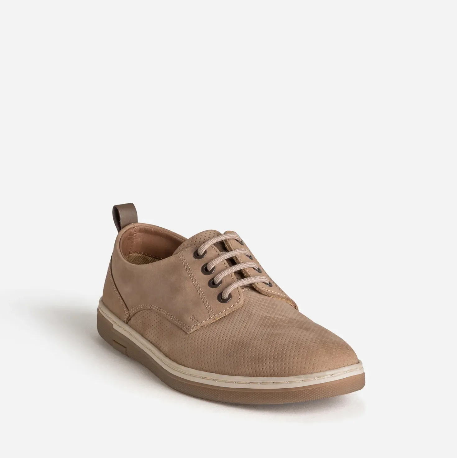 Tennis beige cuir velours embossé