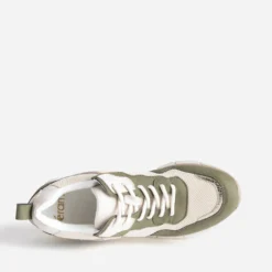 Tennis beige et kaki détails dorés semelle amovible
