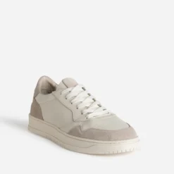 Tennis beige et taupe cuir