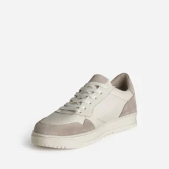 Tennis beige et taupe cuir