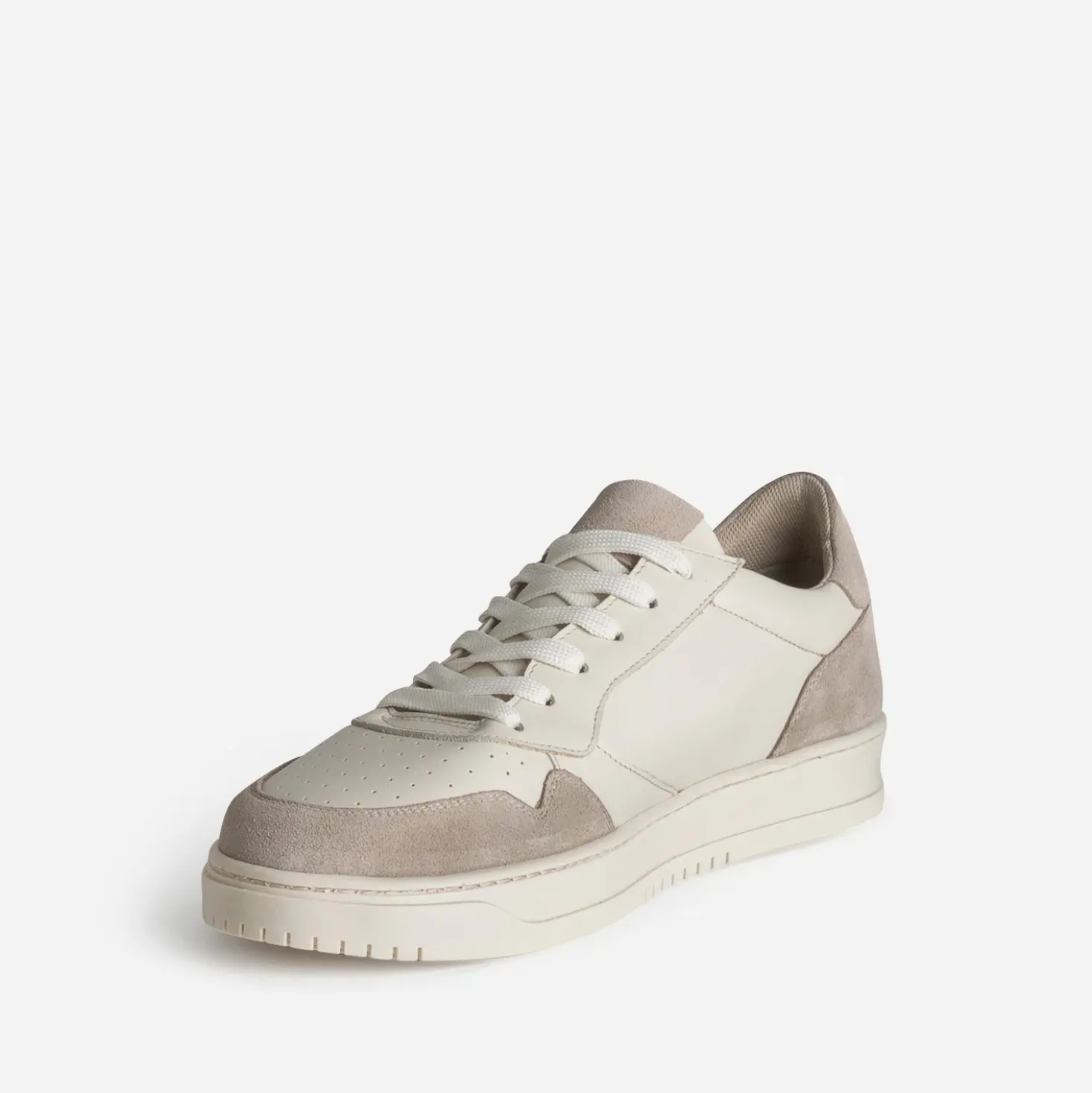 Tennis beige et taupe cuir