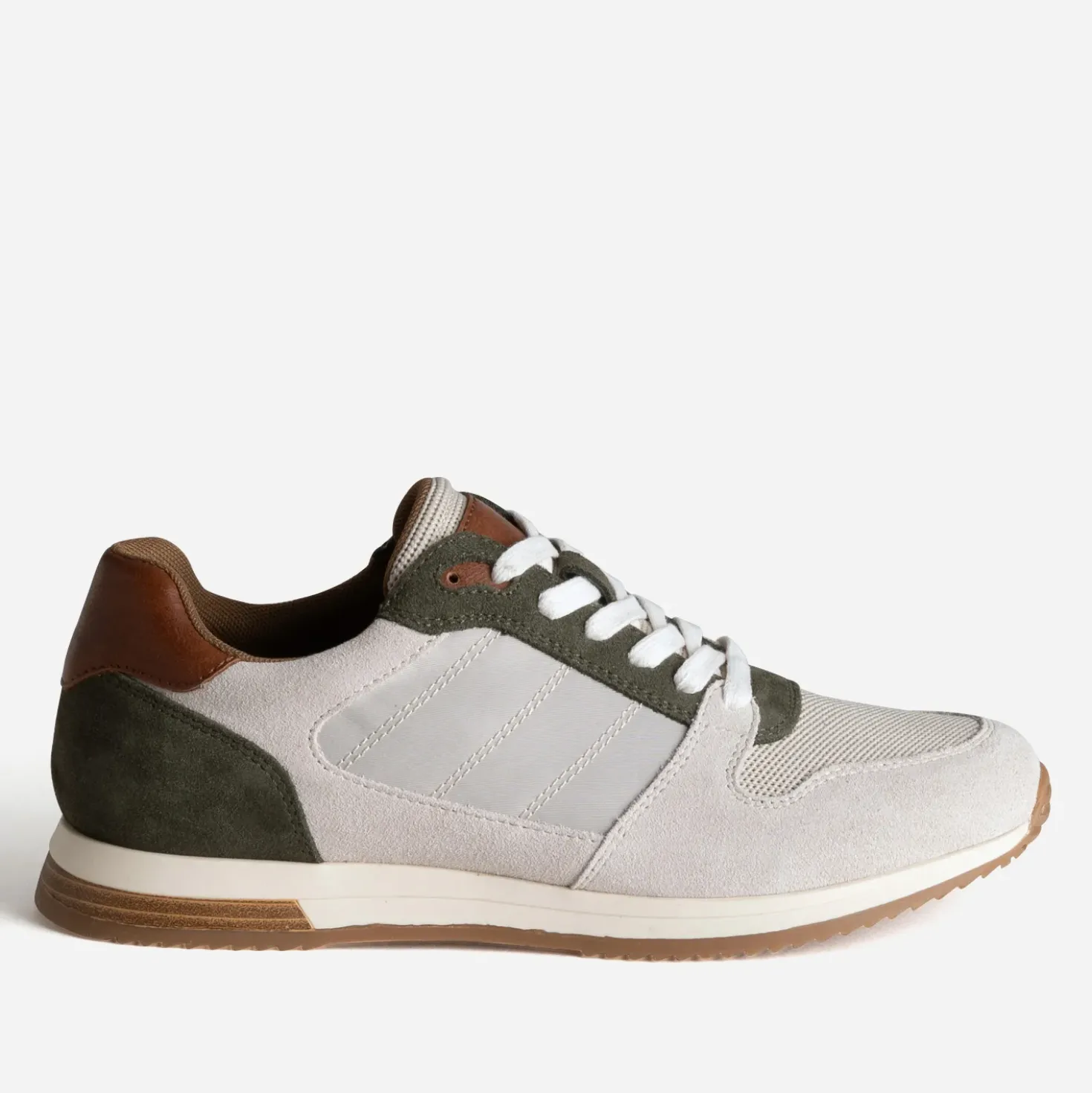 Tennis beige, kaki, marron multi-matières