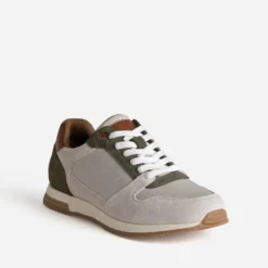 Tennis beige, kaki, marron multi-matières