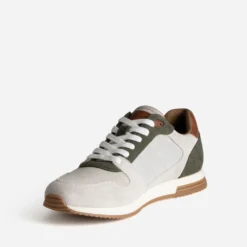 Tennis beige, kaki, marron multi-matières