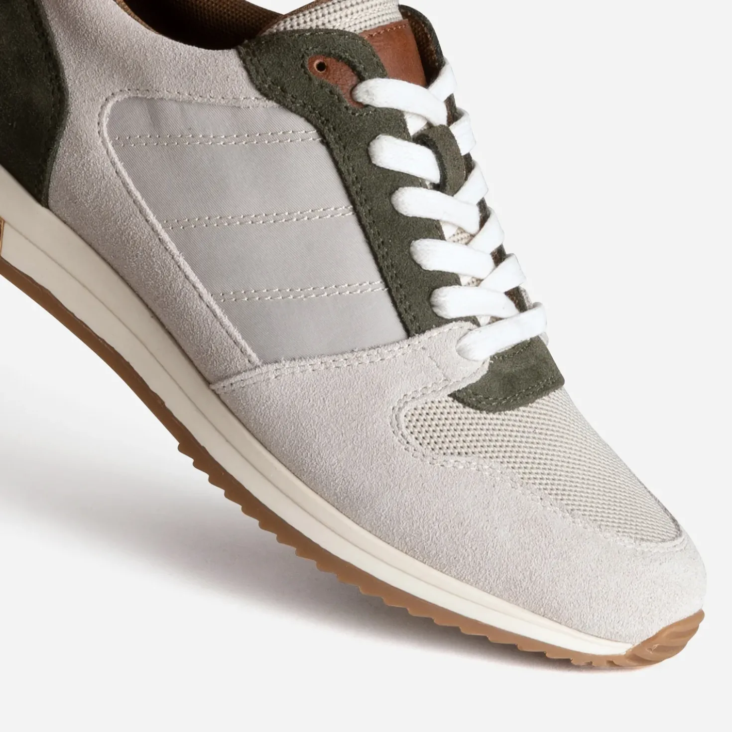 Tennis beige, kaki, marron multi-matières
