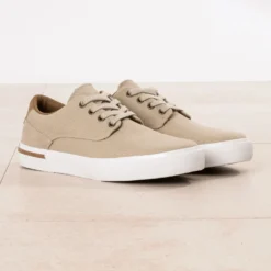 Tennis beige toile détails camel