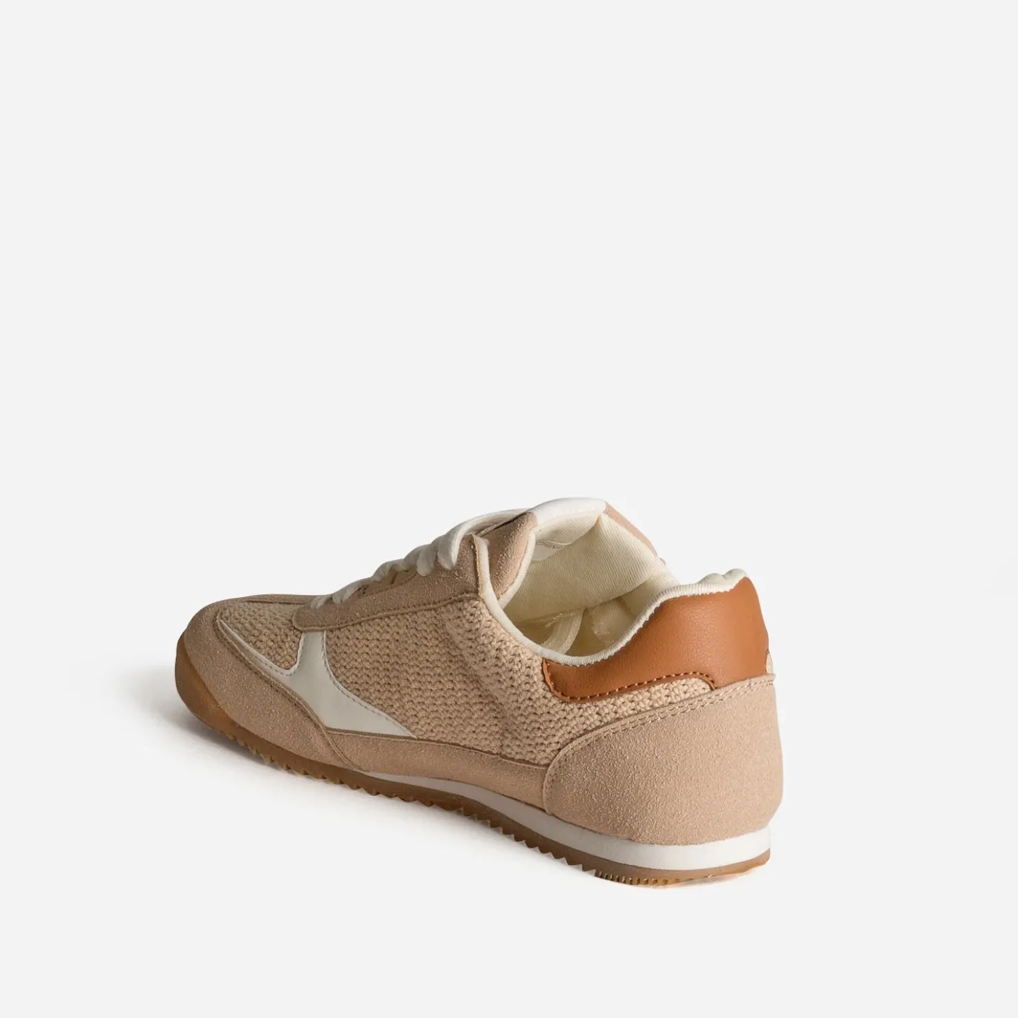 Tennis beige tressée bi-matière