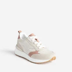 Tennis beige, vieux rose et taupe semelle amovible