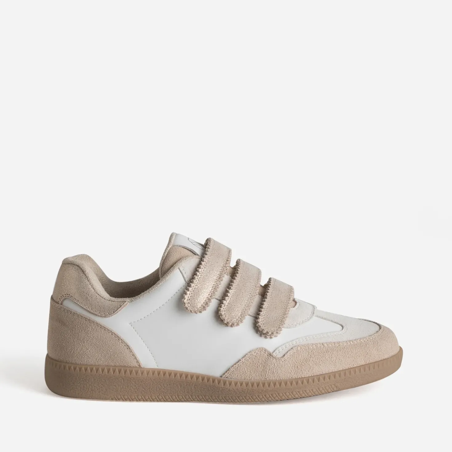 Tennis blanc cuir scratchs détails beiges