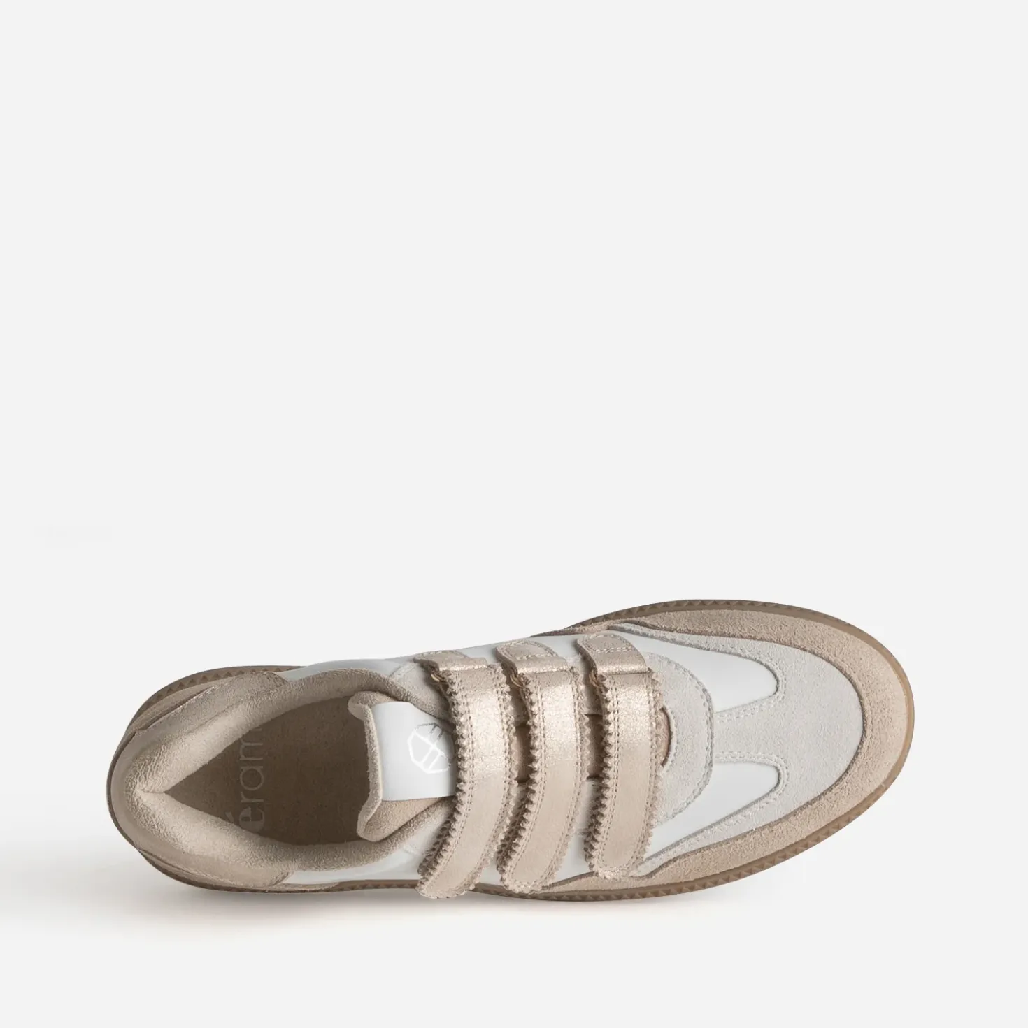 Tennis blanc cuir scratchs détails beiges