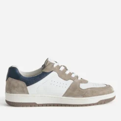 Tennis blanche, beige et marine en cuir