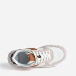 Tennis blanche, beige et motif léopard