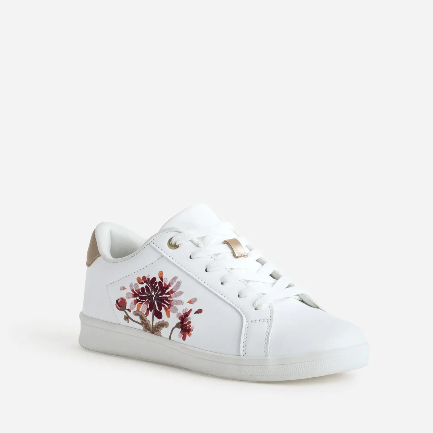 Tennis blanche broderies fleurs