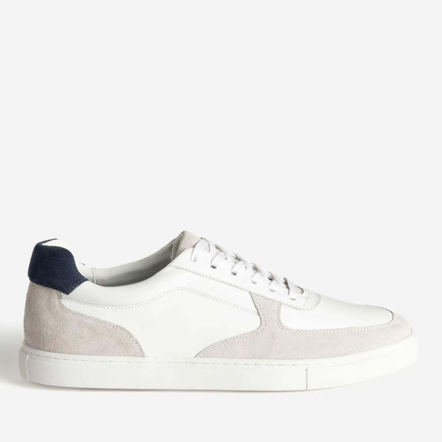 Tennis blanche cuir, grise, marine
