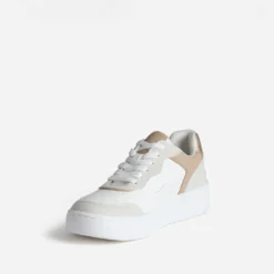 Tennis blanche détails gris et beige