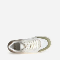 Tennis blanche détails kaki et beige