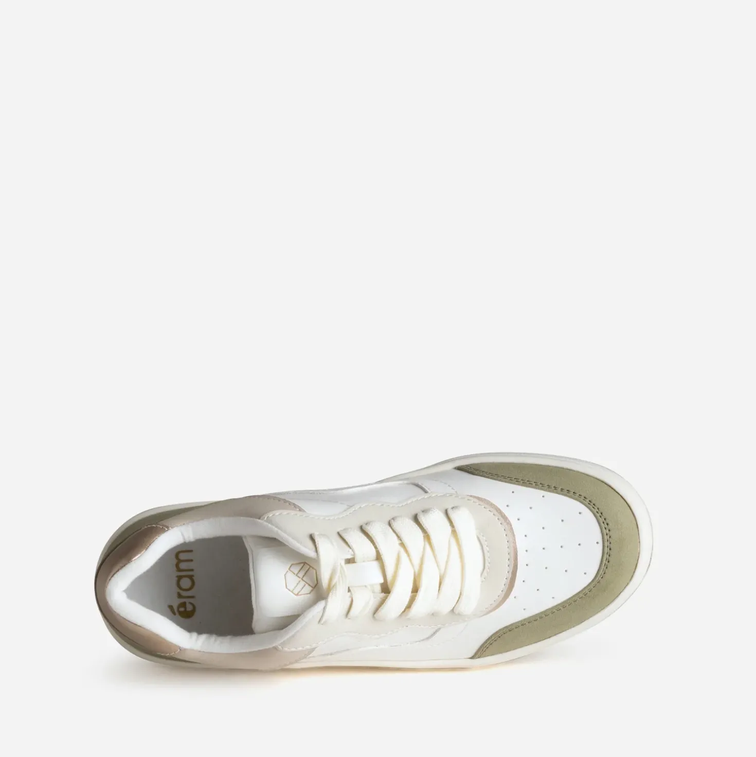 Tennis blanche détails kaki et beige