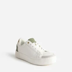 Tennis blanche détails vert