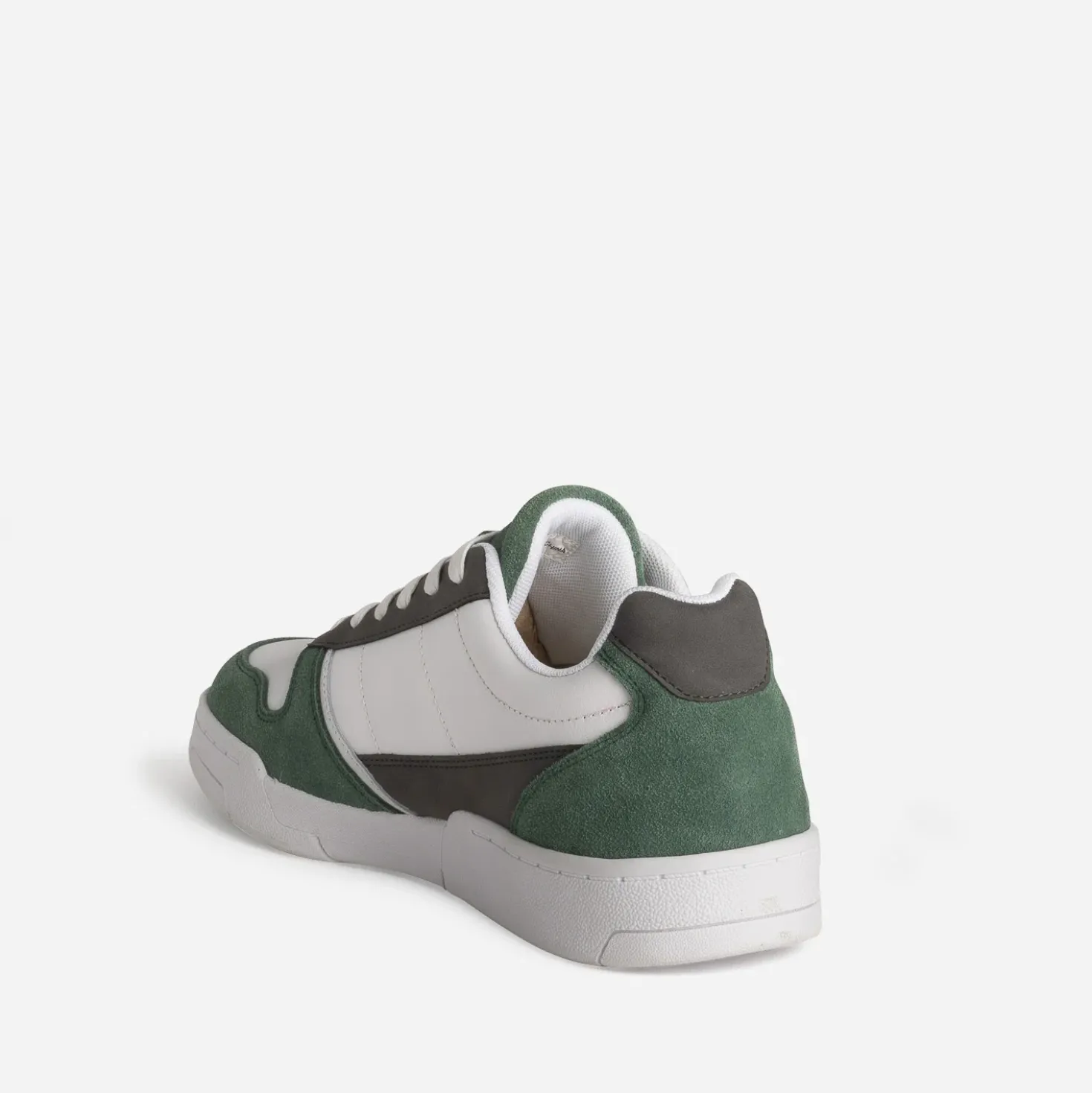 Tennis blanche, grise et verte mix cuir