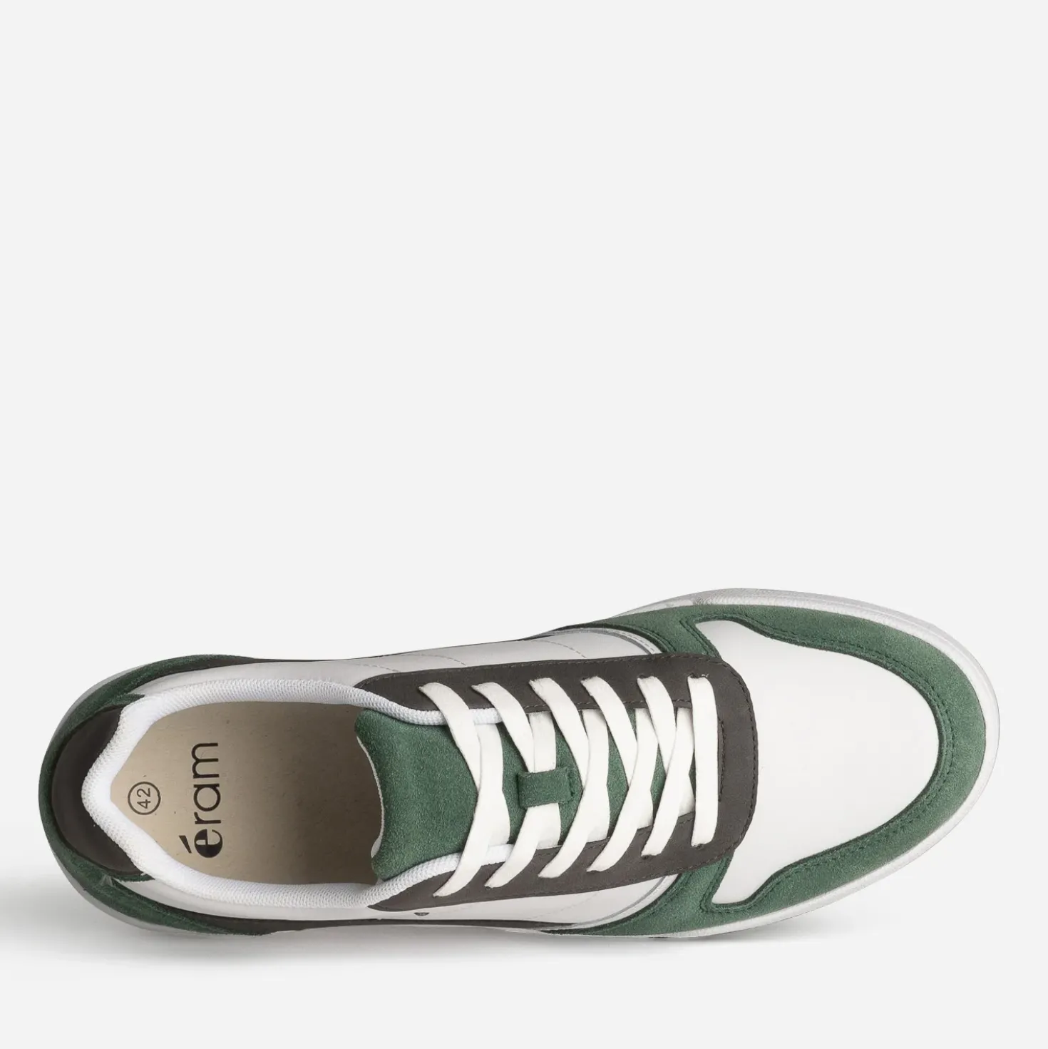 Tennis blanche, grise et verte mix cuir