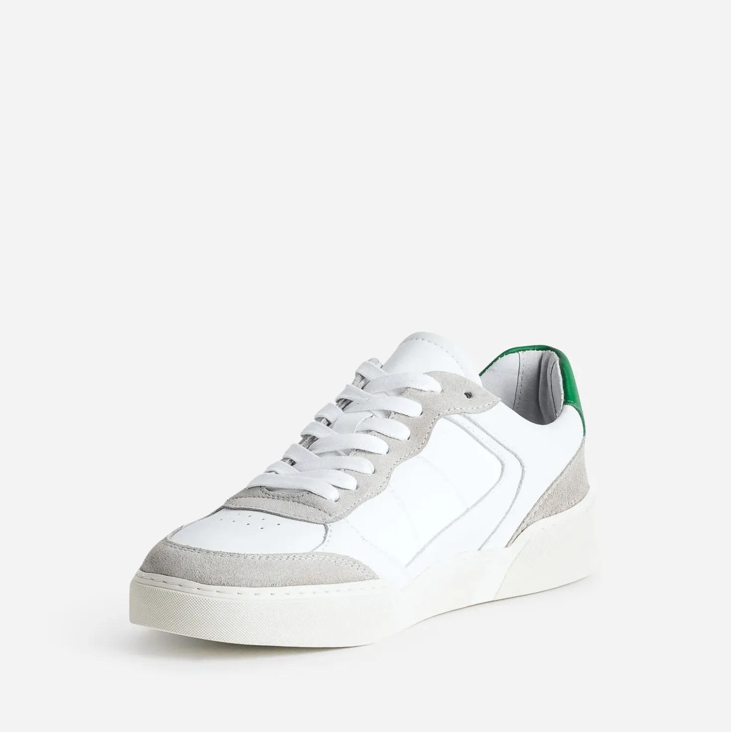 Tennis blanche, grise, verte cuir éco-conçu