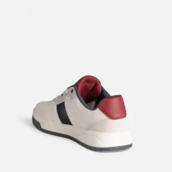 Tennis blanche, marine, bordeaux