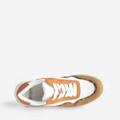 Tennis blanche, marron et cognac semelle amovible
