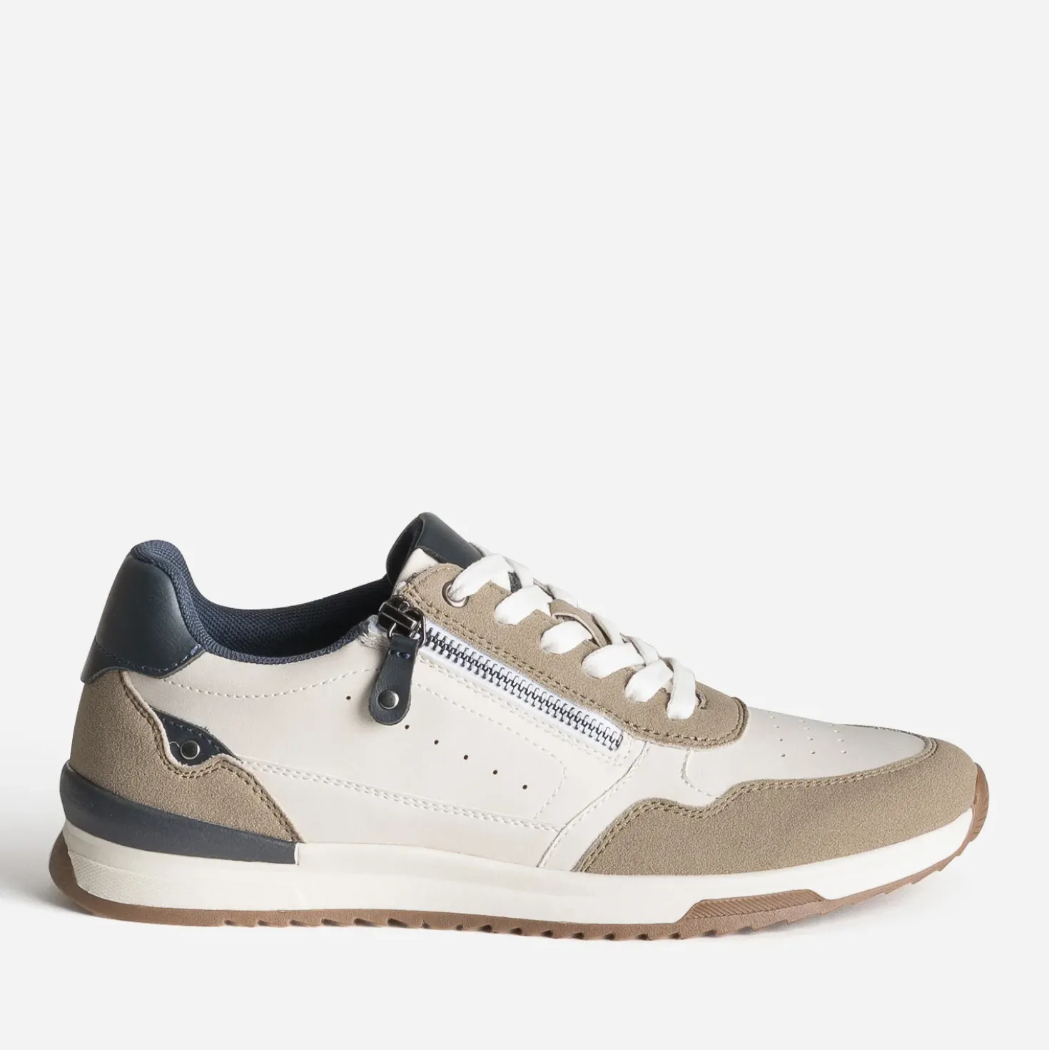 Tennis blanche, taupe, marine