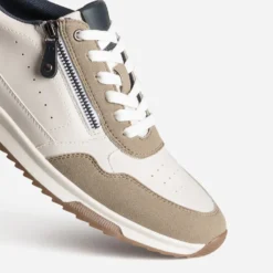 Tennis blanche, taupe, marine