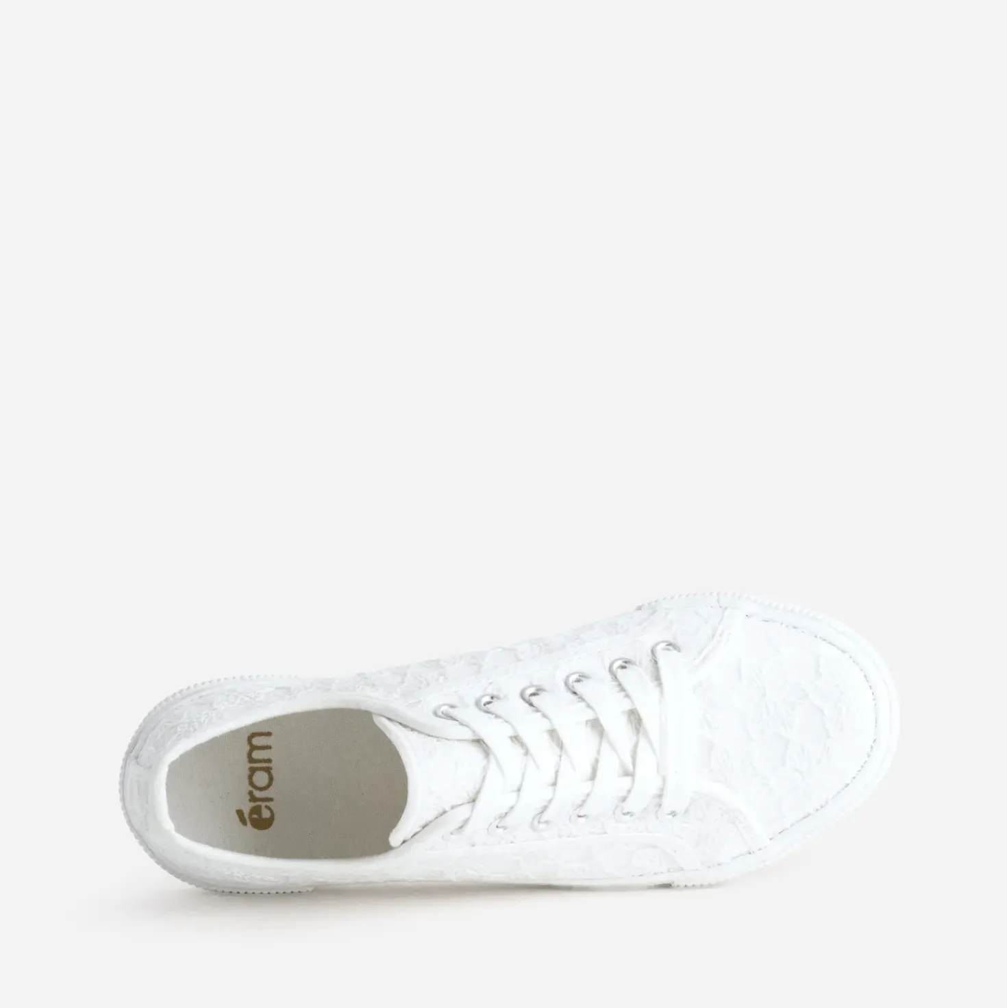 Tennis blanche toile broderies fleurs