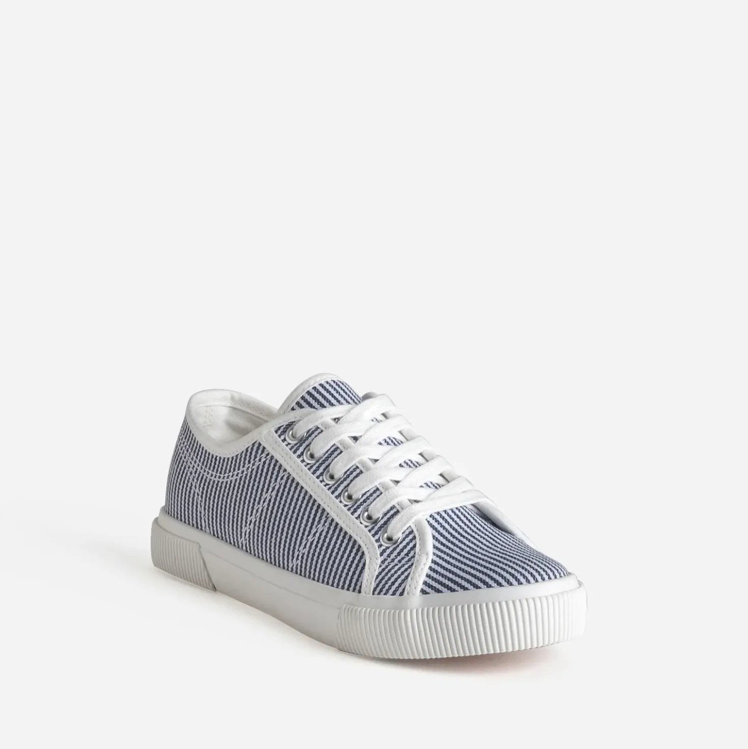 Tennis blanche toile motif rayures