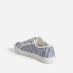 Tennis blanche toile motif rayures