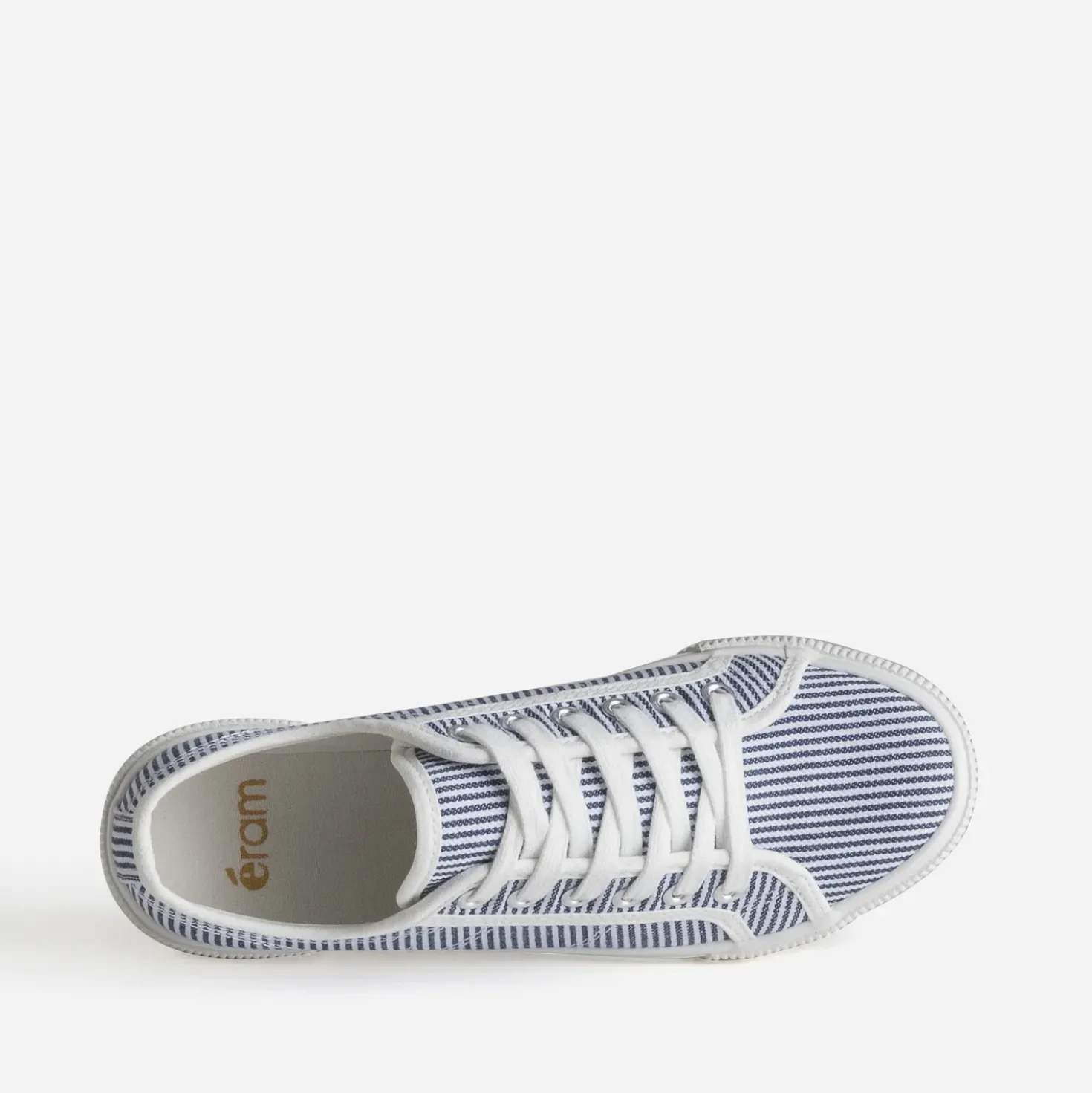 Tennis blanche toile motif rayures