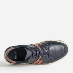 Tennis bleu marine et camel cuir