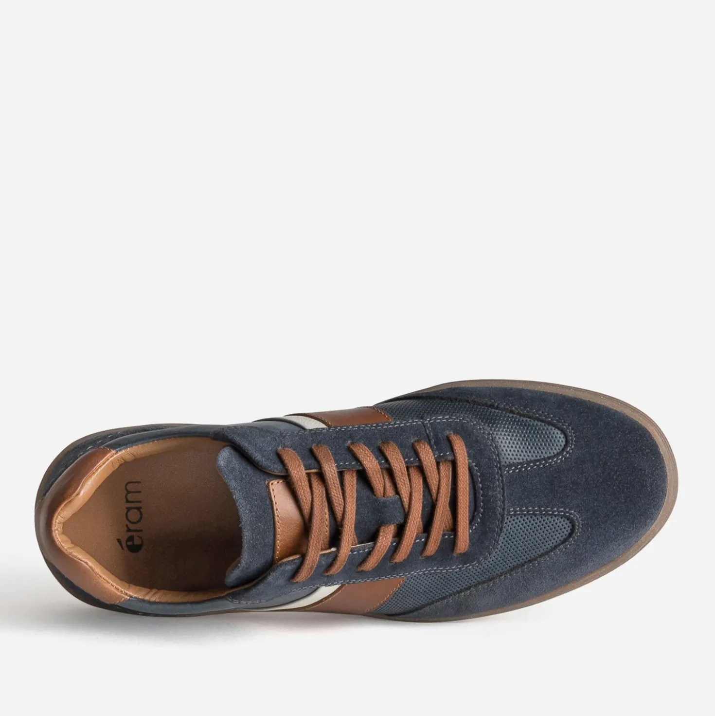 Tennis bleu marine et camel cuir