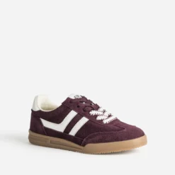 Tennis bordeaux cuir velours double lacet