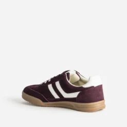 Tennis bordeaux cuir velours double lacet