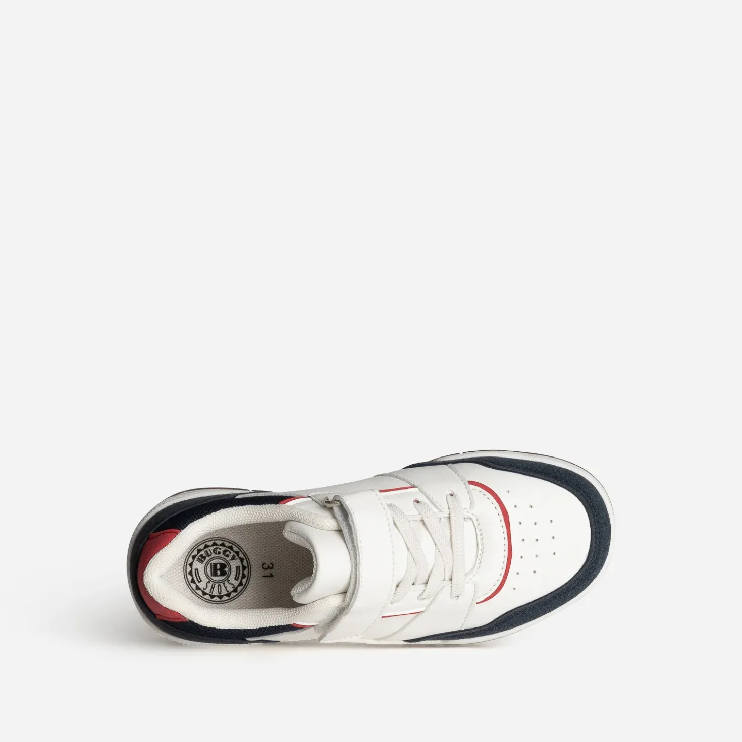 Tennis BUGGY blanche, marine et rouge