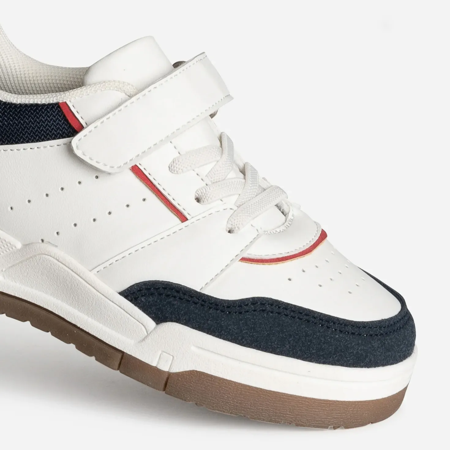 Tennis BUGGY blanche, marine et rouge