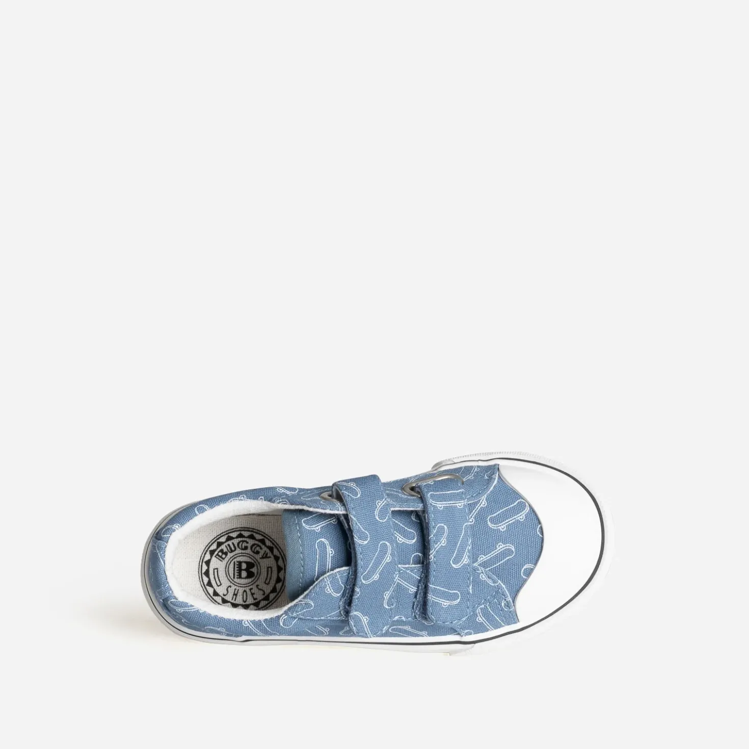 Tennis BUGGY bleue toile motif skates à scratchs