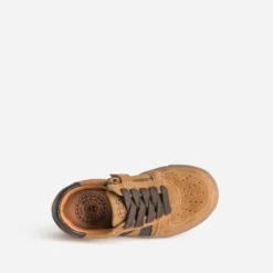 Tennis BUGGY camel cuir velours